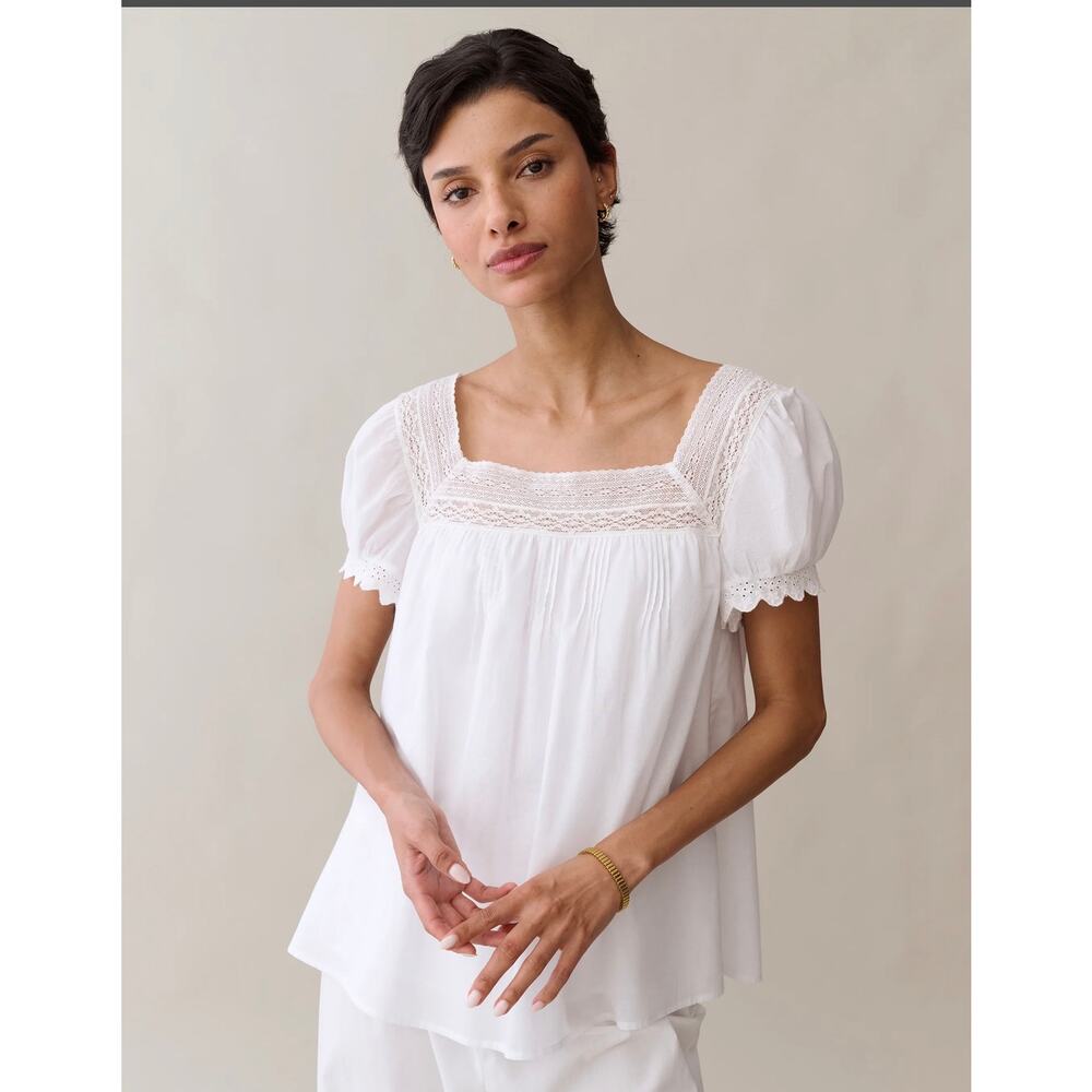 Few Moda sorella Lilibeth Cotton Top white $172 Sz L - Picture 3 of 6